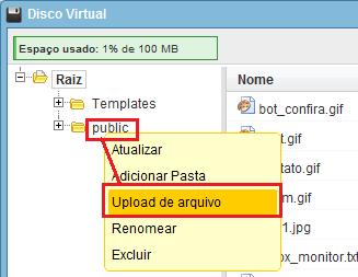 Passo-a-passo de upload no Disco Virtual